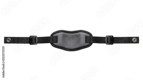 Sports helmet chin strap with metal buckles and padded center isolated on transparent background equipment protective