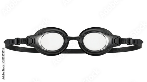 Swimming goggles with adjustable strap and tinted lenses on transparent background swim swimwear aquatic water sport