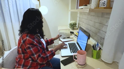 Writing Woman Notebook Mug Laptop