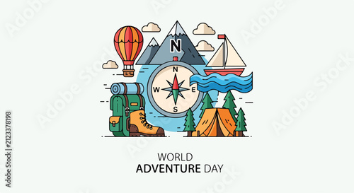 Obraz na płótnie Colorful illustration of adventure travel.