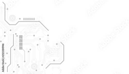 Futuristic circuit board background with gray technology lines. Minimalist electronic motherboard vector pattern. High-tech digital hardware texture.