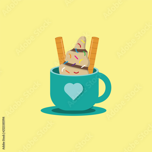 Illustration of Soft Serve Ice Cream in a Mug