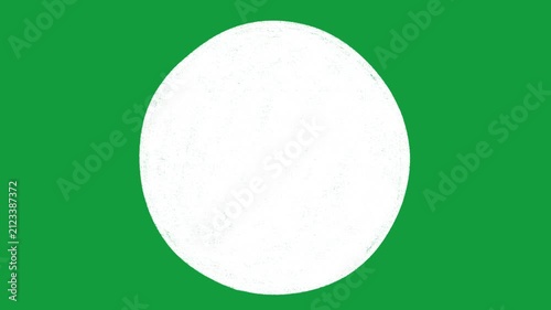 Hand Drawn White Solid Circle Animated Shape Overlay on Green Screen