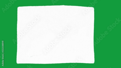 Hand Drawn White Paper Texture Frame Animated Shape on Green Screen