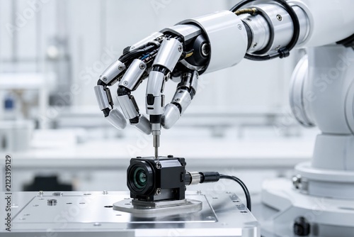 Robot sensor calibration technology concept with copy space for versatile commercial design