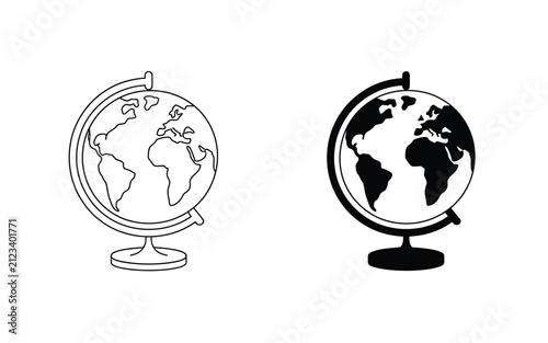 World globe desk accessory icon outline and solid