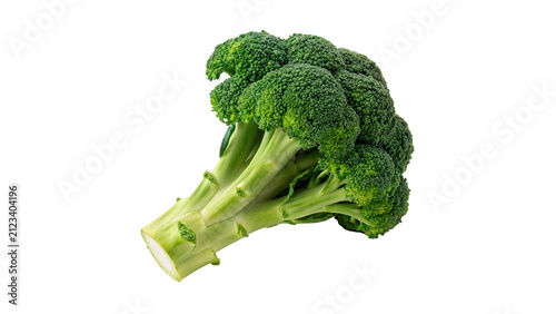 Fresh green broccoli floret raw vegetable isolated on transparent background cut out