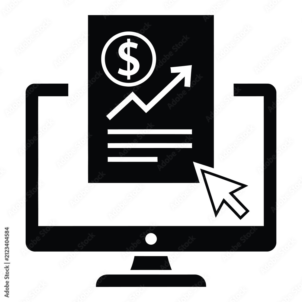Obraz premium Computer screen with financial report icon and cursor