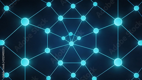 Abstract network of glowing nodes