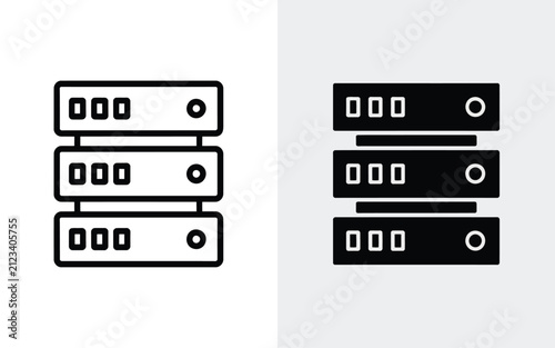 Database server unit icon vector set with database