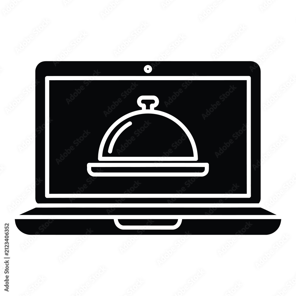 Fototapeta premium Laptop Computer Icon Showing Food Delivery Service