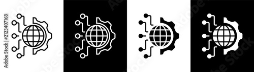 Digital Transformationn white and black icon set design
