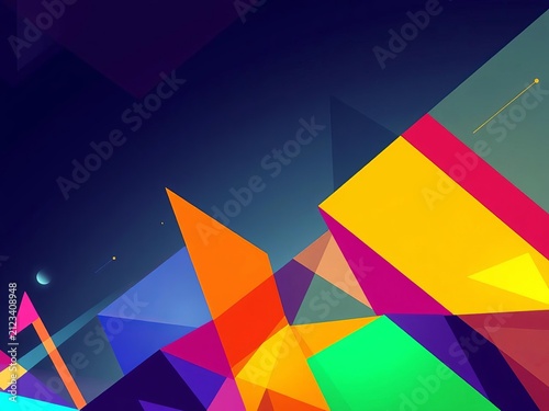 Abstract geometric shapes in bright colors forming a futuristic banner, shapes, bold