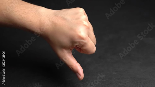 The hand thumbs down to express negative movements