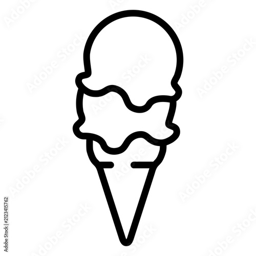Logo ice cream. Icono con dibujo sencillo con líneas de un cono de waffle con 2 bolas de helado