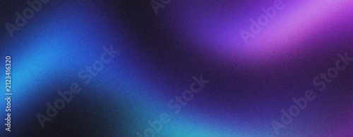 Abstract grainy gradient background with vibrant blue and purple light waves. Soft neon glow texture on dark backdrop. Cinematic blurry liquid motion for modern technology and music posters.