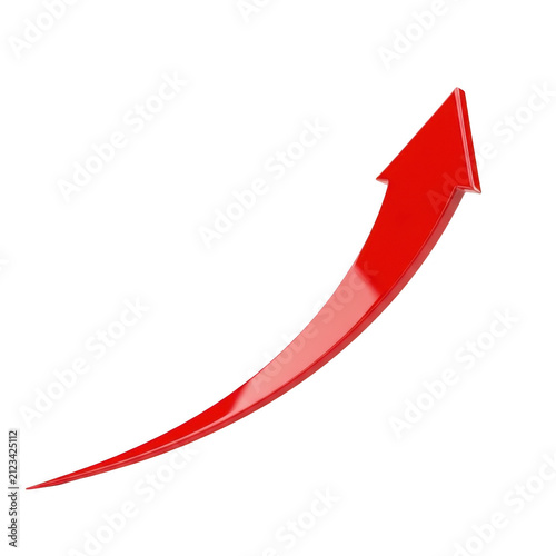 Shiny red 3d arrow pointing up for business growth