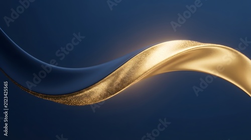 Elegant abstract gold and blue wave on dark background