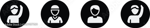 фотографія User icons set, avatar profile symbols, person icons, admin account signs, login user profiles, and member identity elements for web and applications