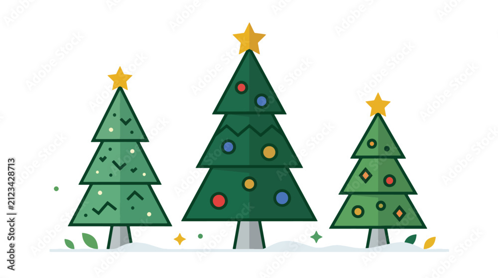 Fototapeta premium Merry Christmas illustration featuring decorated Christmas trees with Santa Claus, a perfect Christmas gift