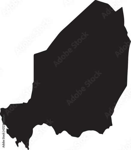 Black silhouette map of Niger a simple vector graphic for informational use isolated on a white background