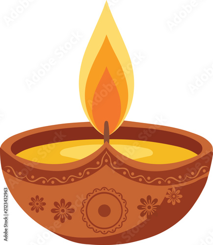 Glowing Diya Oil Lamp Diwali Festival design