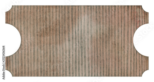 Watercolor vintage striped ticket backdrop template with decorative borders. Illustration of blank for invitation card,  event background design, greeting cards, cinema party.