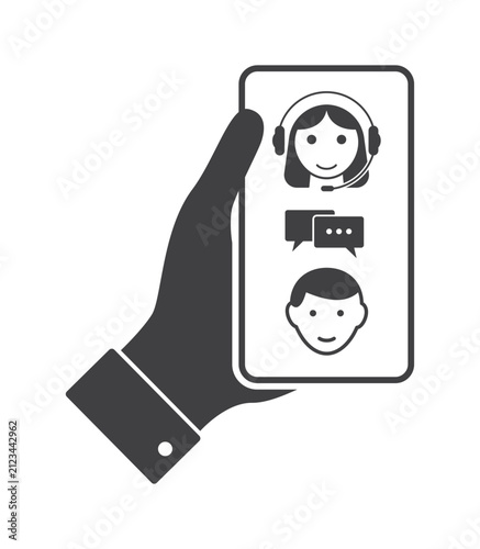 hand with smartphone boy girl chat