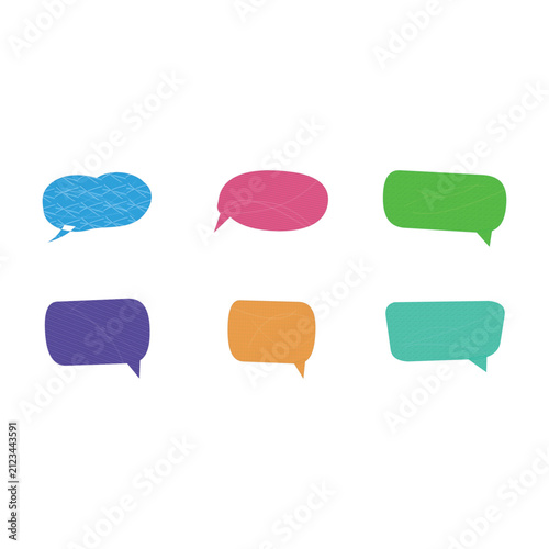 Set of colorful speech bubble icons in flat design style isolated on transparent background, Vector, illustration