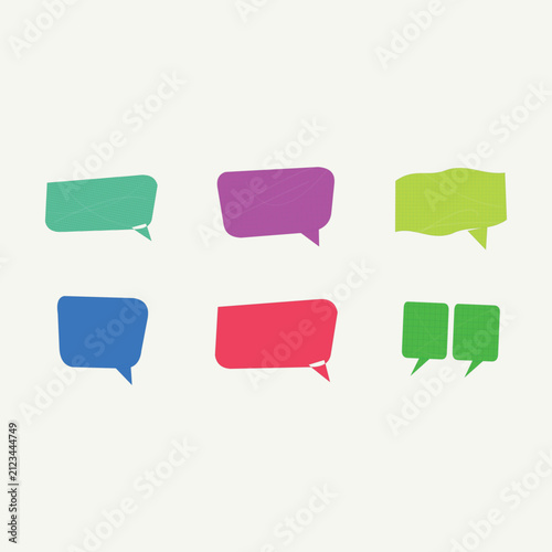 Set of six colorful speech bubble icons in isolated style isolated on transparent background, Vector, illustration