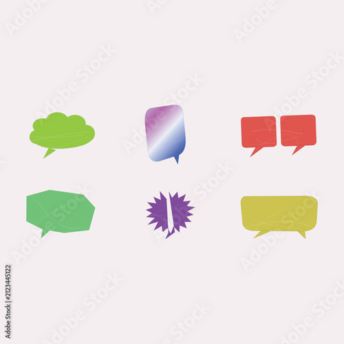 Set of colorful speech bubble icons in vector style isolated on transparent background, Vector, illustration