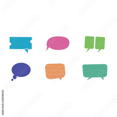 Set of colorful speech bubble icons in flat design style isolated on transparent background, Vector, illustration