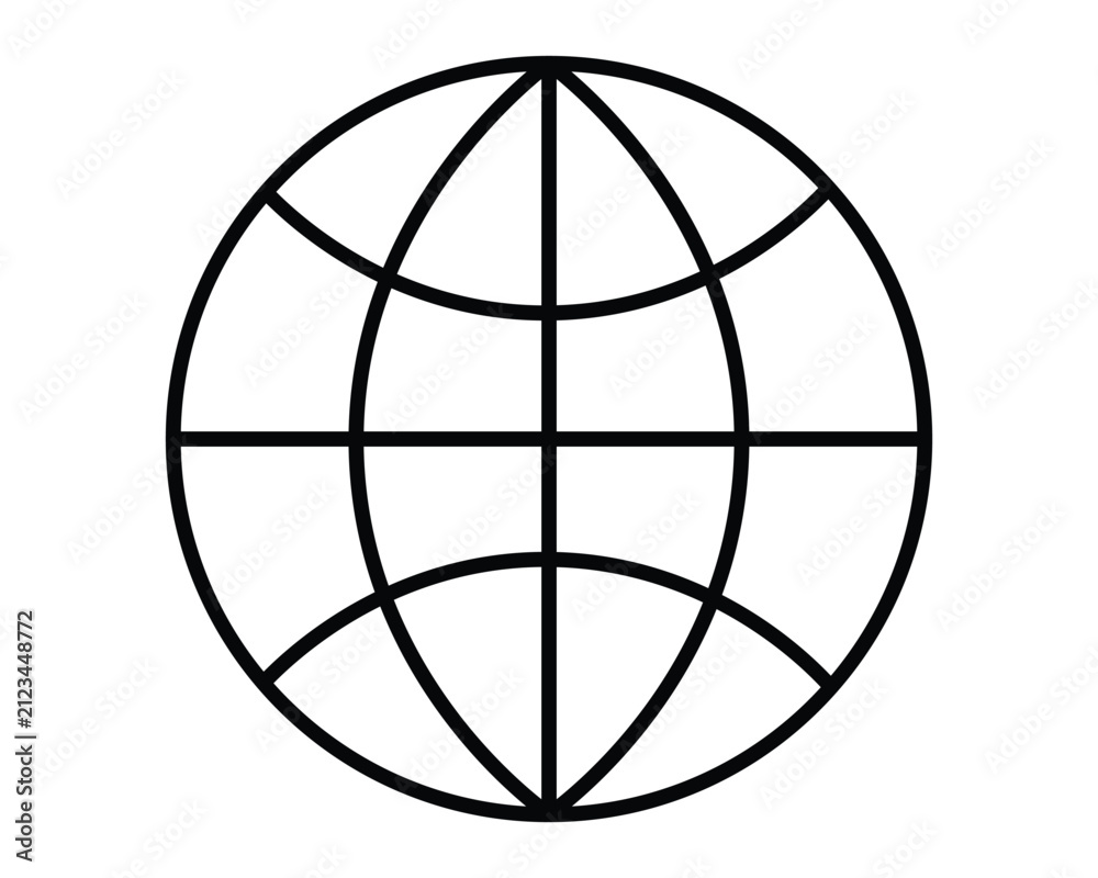 Obraz premium Globe icon displays a minimalist vector design for modern websites.