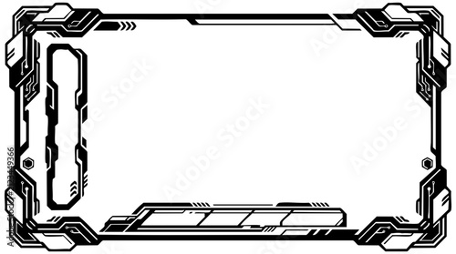Futuristic sci-fi border frame with geometric circuit patterns for digital overlays