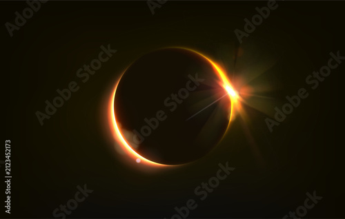 Sun Eclipse. Solar or moon eclipse with blur spark effect and lens