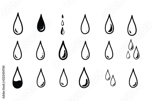 手描きの水滴と雨のシンボルのコレクション