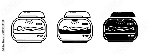 Cryotherapy Chamber Icons, Medical Pod Vector Graphics, Body Freezing Equipment Illustrations