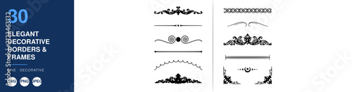 Decorative Borders and Frames Set with Elegant Design Elements. Vintage Style Graphic Elements for Invitations, Cards, and Stationery.