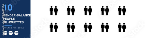 Gender Balance People Silhouettes Set with Equal Representation Illustration. Diversity and Inclusion Concept Design.