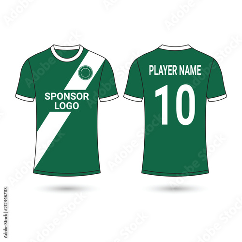 Green Soccer Jersey Mockup Vector Template for Football Sports Uniform Design