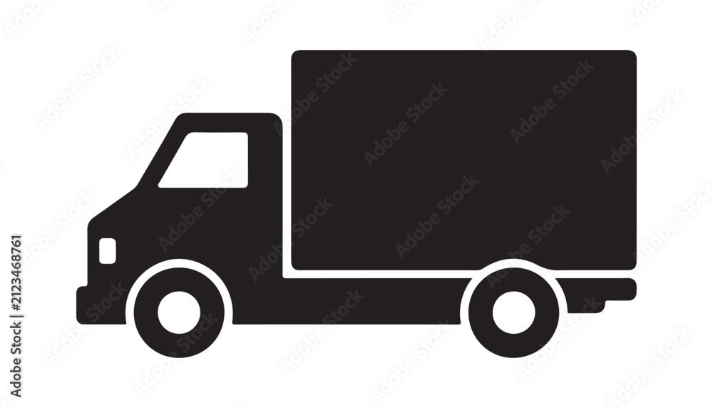 Fototapeta premium Delivery truck vector icon, freight transport vehicle. cargo truck symbol for delivery service applications.