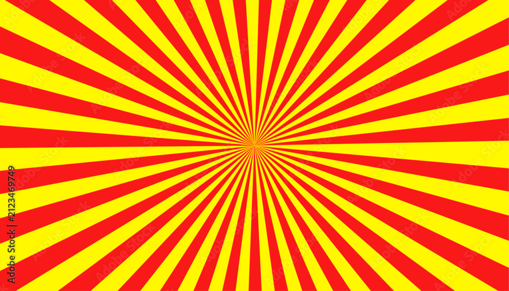 Obraz premium Starburst design features alternating yellow and red rays expanding from the center.