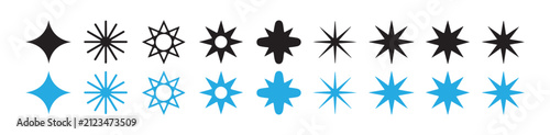 Bild auf Leinwand Star burst icon collection, sunburst outline elements, shine effect, sparkle signs, starburst design