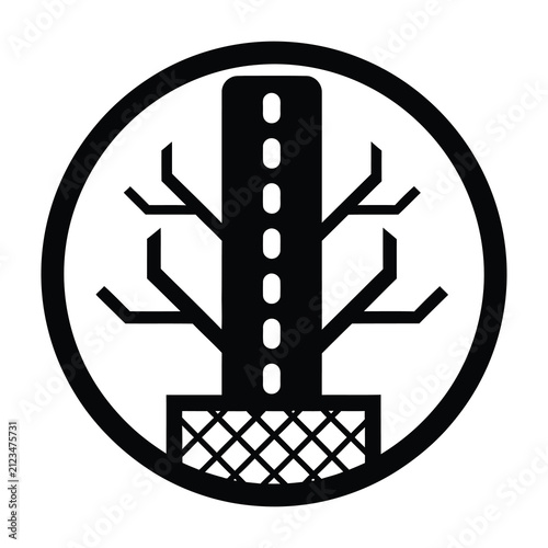 Industrial pipe with metal mesh base and tree branches