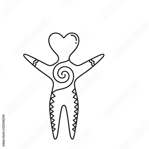 Abstract Human Figure with Heart Head and Swirl