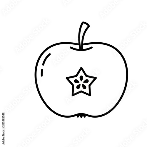 Apple slice with star shape cut out