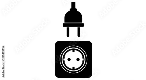 Vector illustration of electric plug and socket icon representing power connection on a transparent background