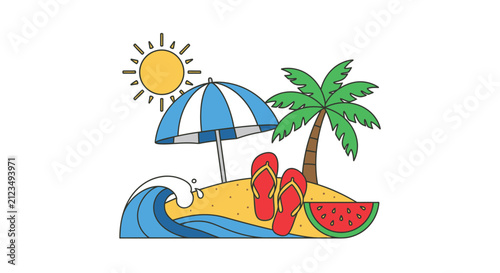 Colorful beach vacation tropical getaway.