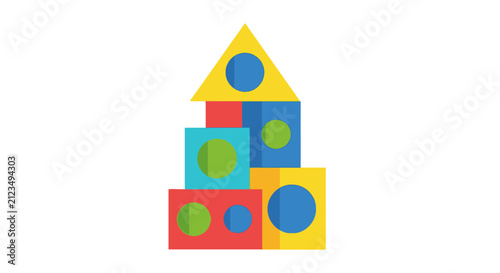 Colorful Blocks Stacked High Together.
