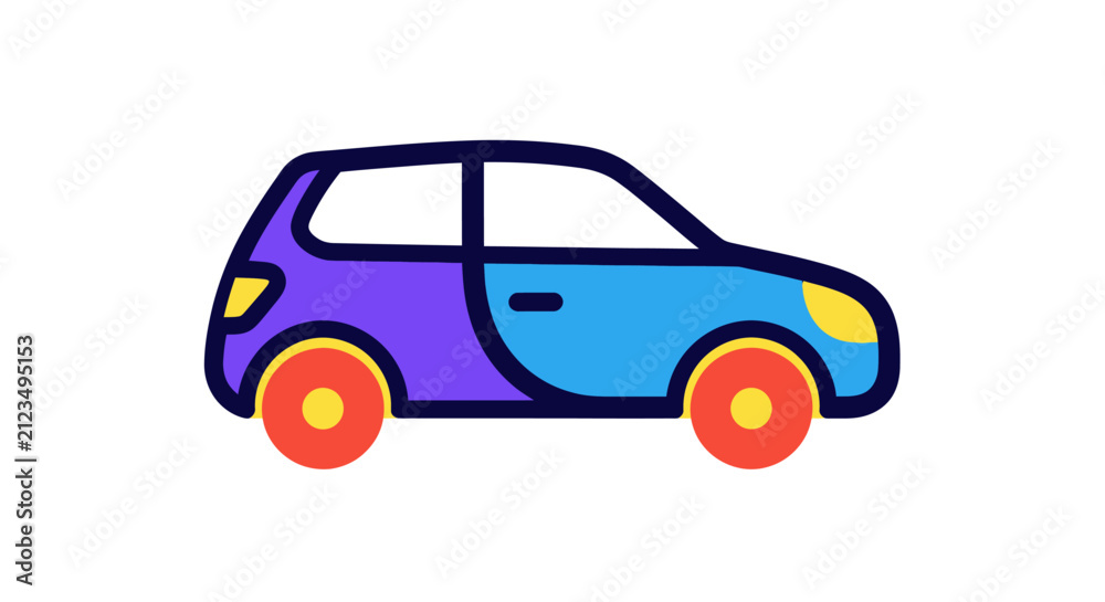 Naklejka premium Colorful cartoon car side view.